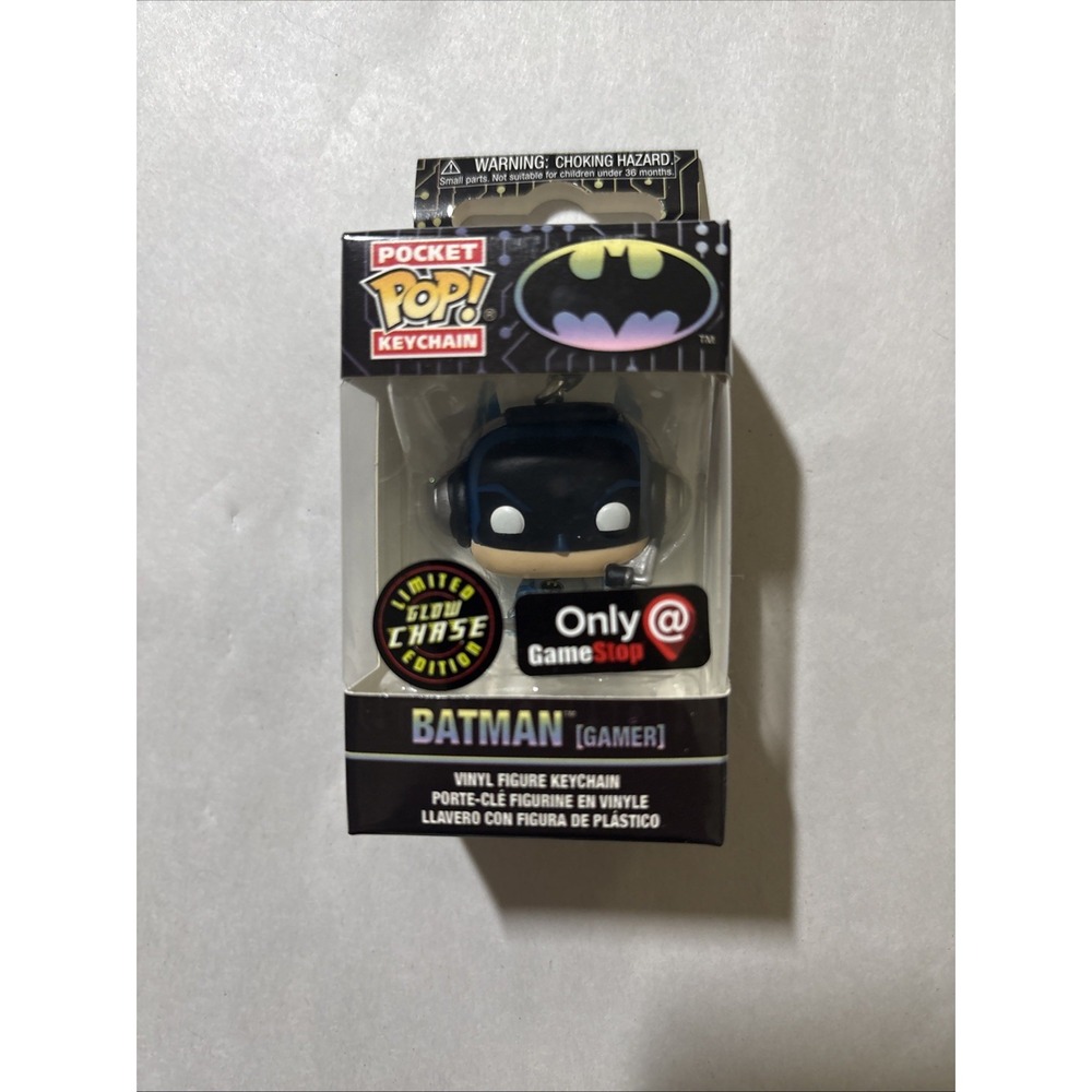 Batman Funko Pop Pocket Keychain Gamer GameStop Exclusive Limited Glow Chase Ed.